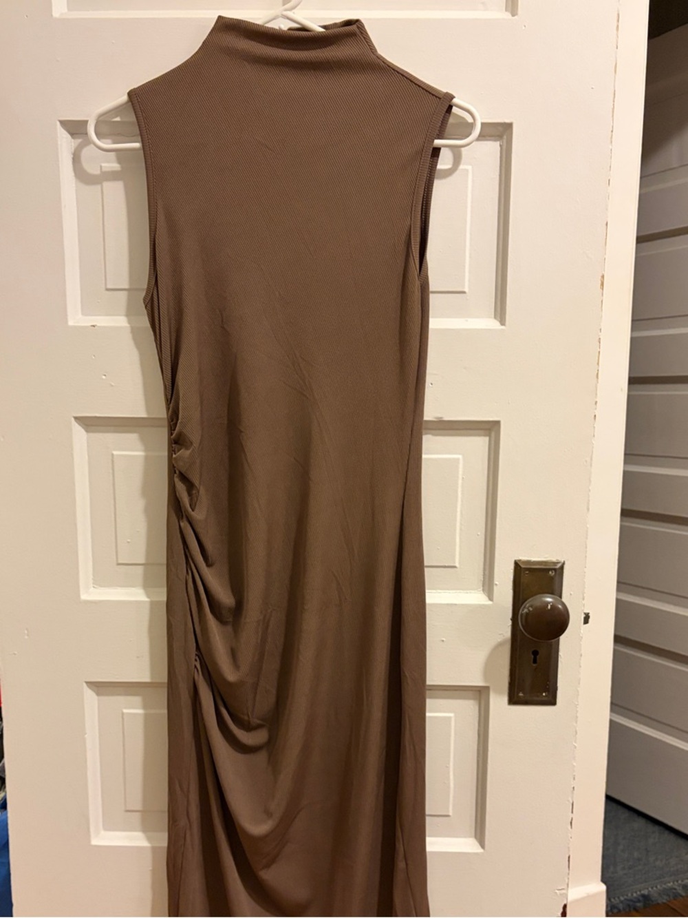 Cider Sleeveless Mock Neck Chocolate Maxi Dress